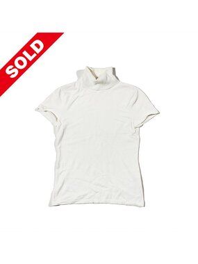 Anne Klein Sweater Shirt Womens M White/Ivory Turtleneck Short Sleeve Pullover